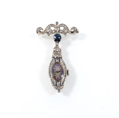 Diamantanhängeuhr mit Broschierungsteil - Orologi e gioielli