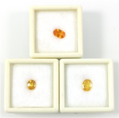3 lose gelbe Saphire 1,69 ct,1,92 ct, 1,64 ct - Exklusive Diamanten und Farbsteine