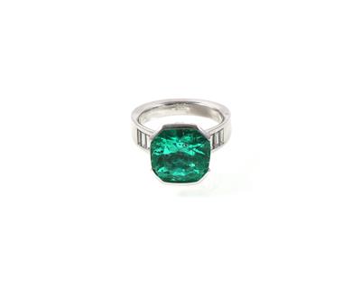 Smaragdring ca. 7,62 ct - Exklusive Diamanten und Farbsteine