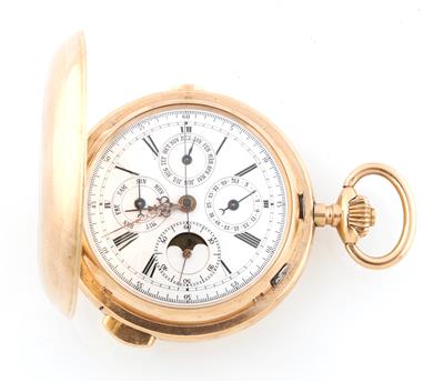 Herrentaschenuhr mit Kalendarium Viertelstundenschlageinrichtung und Chronograph - Watches