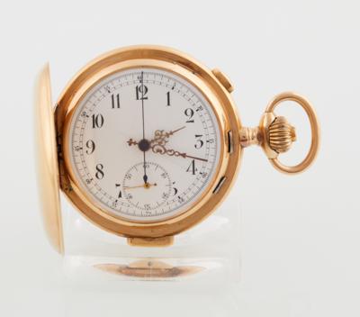 Taschenuhr mit Stoppfunktion und Minutenrepetition, um 1900 - Uhren u. Herrenaccessoires
