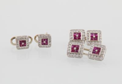A diamond and ruby gentleman’s jewellery set - Orologi e accessori da uomo