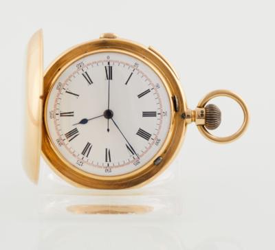 Taschenuhr mit Stoppfunktion und Viertelstundenrepetition, um 1900 - Uhren u. Herrenaccessoires