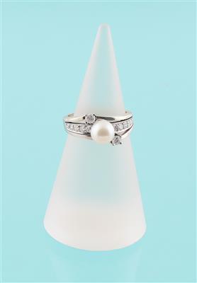 Perlen Diamantring zus. ca. 0,45 ct - Klenoty