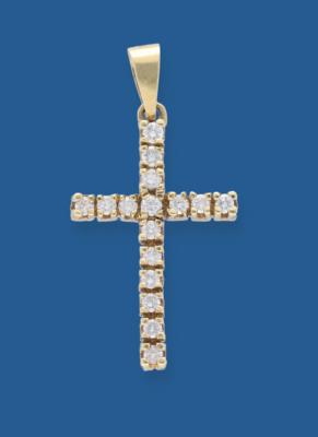 Brillant Kreuzanhänger zus. ca. 0,20 ct - Jewellery