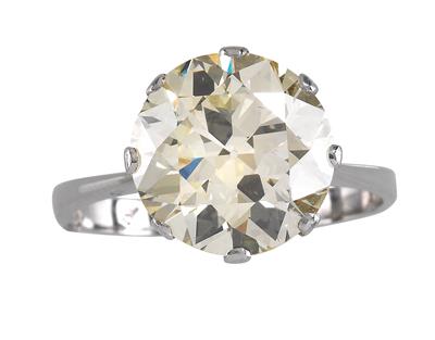 Solitario di brillante di taglio vecchio ca.4,90 ct - Gioielli