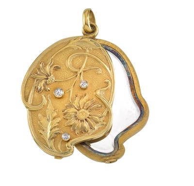 A brilliant medallion, total weight ca. 0,30 ct - Jewellery