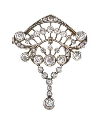 A diamond brooch, total weight ca. 1,0 ct - Klenoty