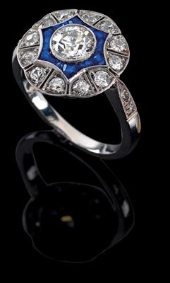 An old-cut diamond and sapphire ring - Jewellery