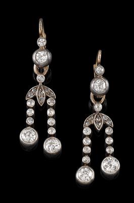 A pair of diamond earrings total weight c. 2 ct - Jewellery