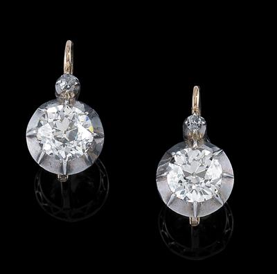 A pair of diamond earrings total weight c. 3 ct - Jewellery