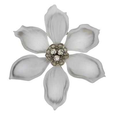 Spilla “ fiore” con brillanti, in tutto ca. 1,55 ct - Gioielli