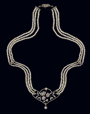 A diamond and Oriental pearl necklace - Jewellery