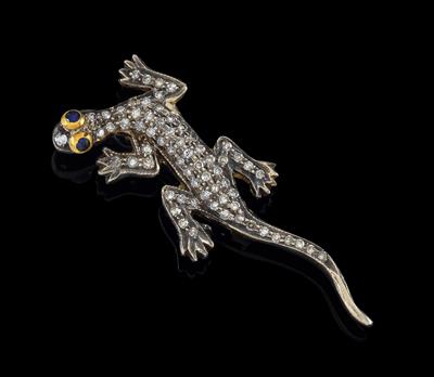 A diamond brooch in the shape of a lizard - Jewellery
