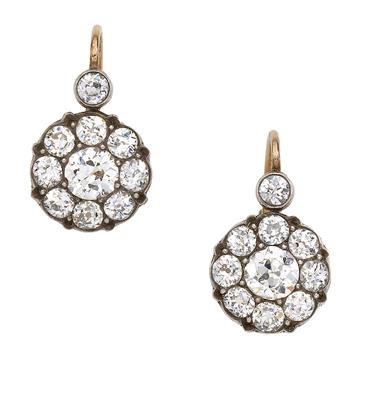 A pair of old-cut brilliant earrings total weight c. 2.80 ct - Klenoty