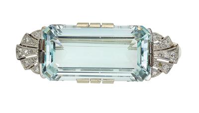 An aquamarine brooch c. 20 ct - Jewellery