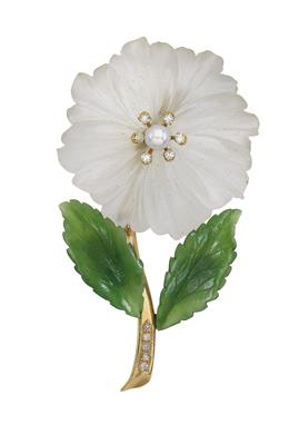 Diamond and crystal flower brooch - Jewellery