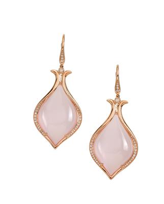 A pair of brilliant and rose quartz ear pendants - Klenoty