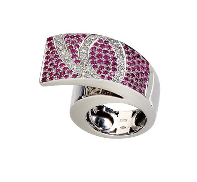 A brilliant and ruby designer ring - Jewellery