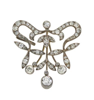 A diamond brooch, total weight c. 3.30 ct - Klenoty