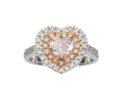A fancy brown pink natural colour diamond ring 1.03 ct - Jewellery