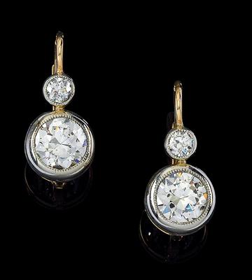 A pair of old-cut brilliant earrings, total weight c. 2 ct - Jewellery