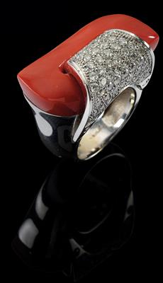 A brilliant and coral ring - Klenoty