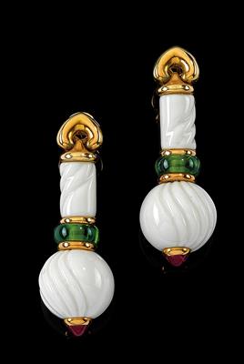 A pair of Bulgari pendant ear clips from the ceramic series - Klenoty