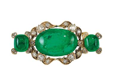 A diamond and emerald brooch - Klenoty