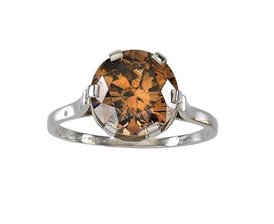A fancy deep brown natural colour brilliant solitaire 3,51 ct - Jewellery