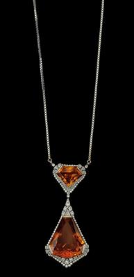 An Oriental pearl, diamond and citrine necklace - Klenoty