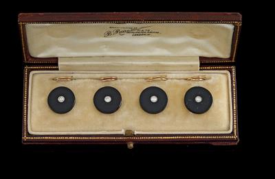 Four diamond and onyx buttons - Klenoty