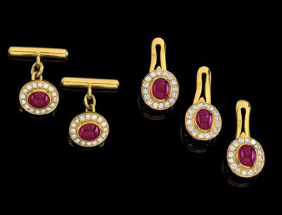 Brillant Rubin Herrenschmuckgarnitur - Juwelen