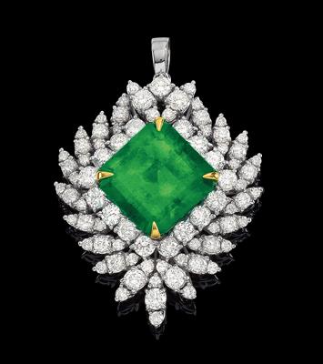 A brilliant and emerald pendant - Klenoty