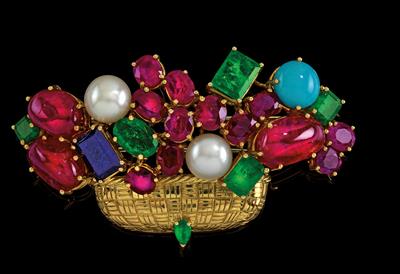 A brooch in the shape of a flower basket - Gioielli