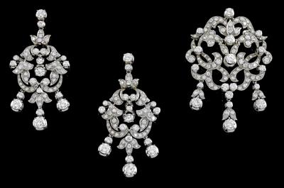 A diamond jewellery set, total weight c. 10 ct - Klenoty