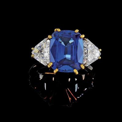 A diamond ring with untreated sapphire 5.62 ct - Gioielli