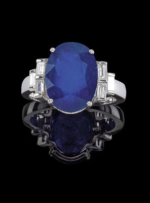 A ring with untreated Burma sapphire 6.54 ct - Klenoty