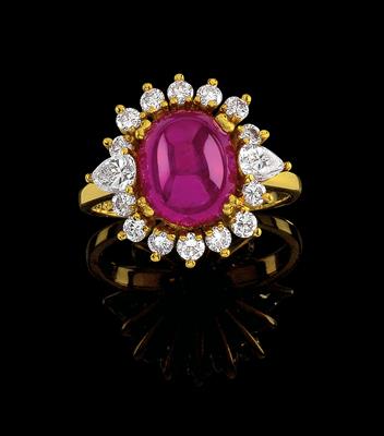 A ring with untreated star ruby c. 5.80 ct - Jewellery
