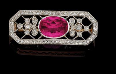 A rubellite and diamond brooch - Klenoty
