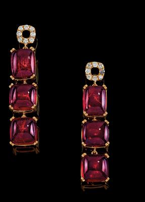 A pair of tourmaline ear pendants, total weight 24.04 ct - Klenoty