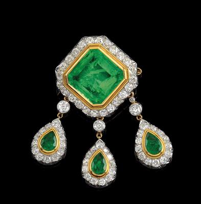 An adjustable diamond and emerald necklace - Klenoty