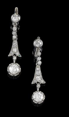 A pair of old-cut diamond ear pendants total weight c. 1.50 ct - Gioielli