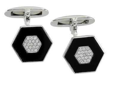 A pair of brilliant and onyx cufflinks - Klenoty