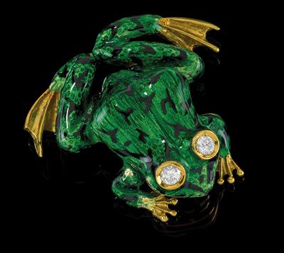 A brilliant brooch in the shape of a frog total weight c. 0.20 ct - Gioielli