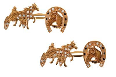 A pair of brilliant cufflinks in the shape of horses - Gioielli