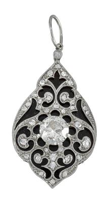 A diamond and onyx pendant - Jewellery