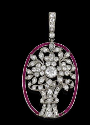 A diamond and ruby pendant - Klenoty