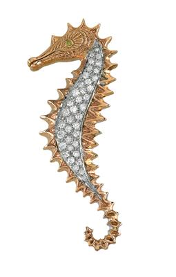 A brilliant pendant in the shape of a seahorse, total weight 0.98 ct - Gioielli
