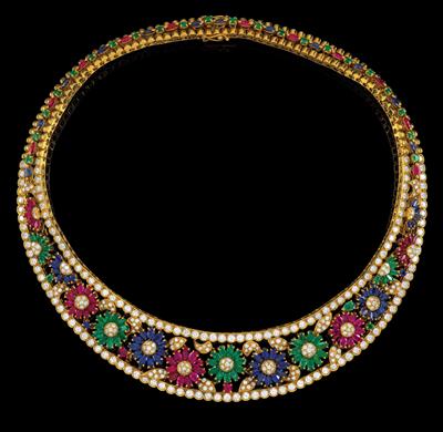 A brilliant and gemstone floral necklace - Gioielli